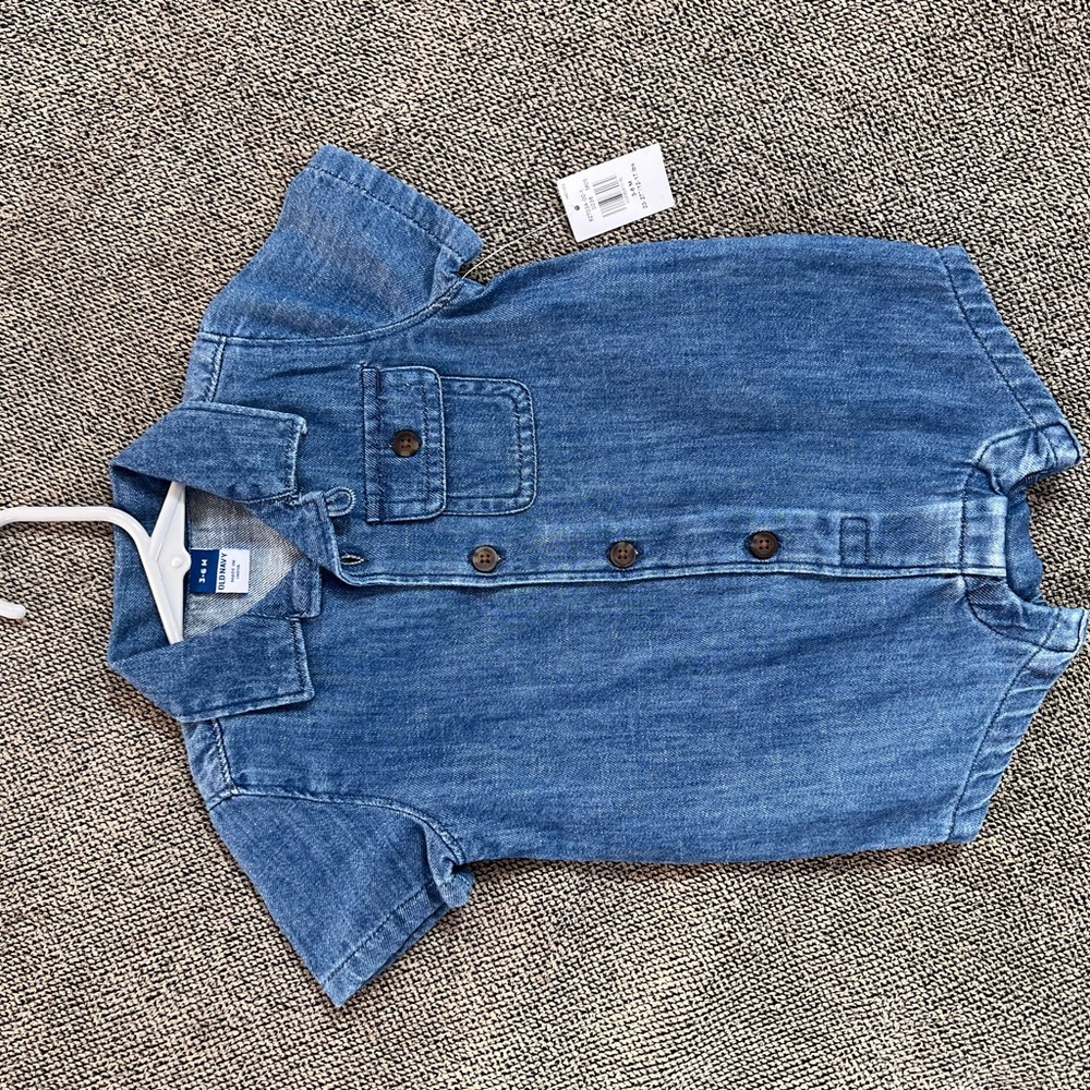 Old Navy Blue Denim Button-Up Onesie